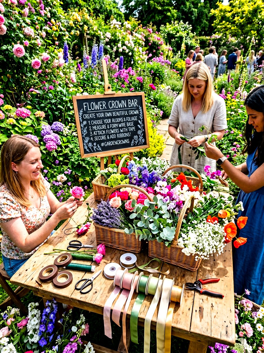 Flower crown bar - 30 bridal shower garden party ideas