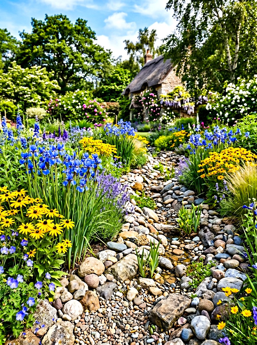 Flower dry creek bed - 30 dry creek bed ideas