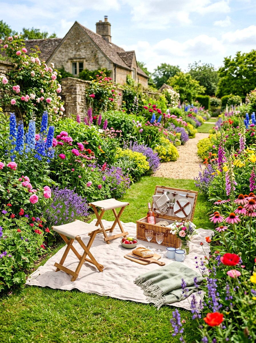 Flower garden picnic - 30 backyard picnic area ideas