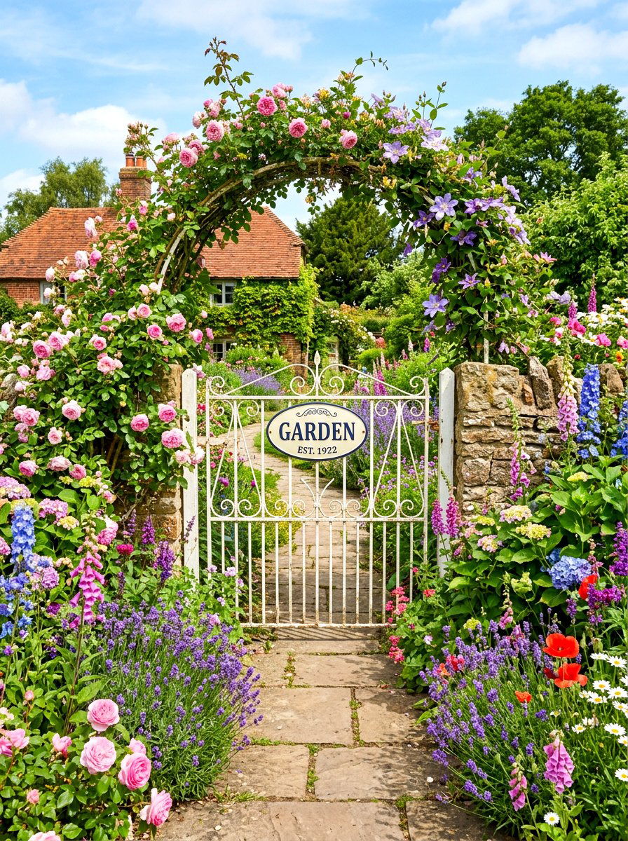 Flower sign gate - 30 antique garden gate ideas