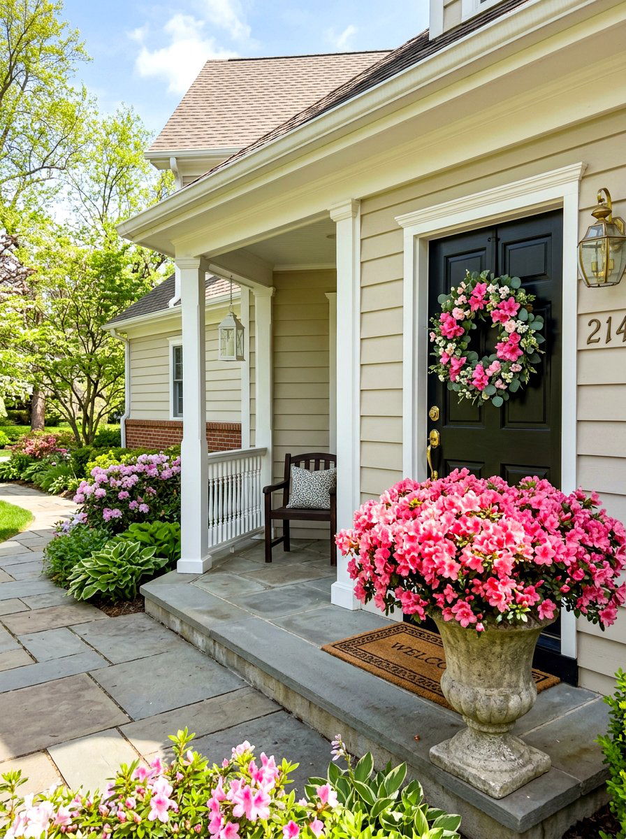 Flowering Azalea In Classic Pot - 30 spring flower arrangement ideas