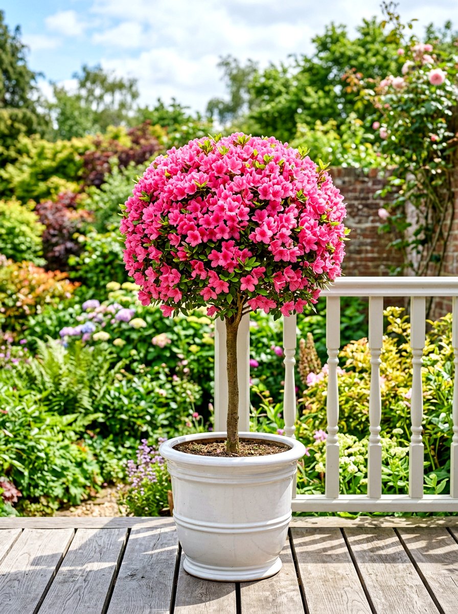 Flowering Azalea Topiary - 30 topiary porch ideas
