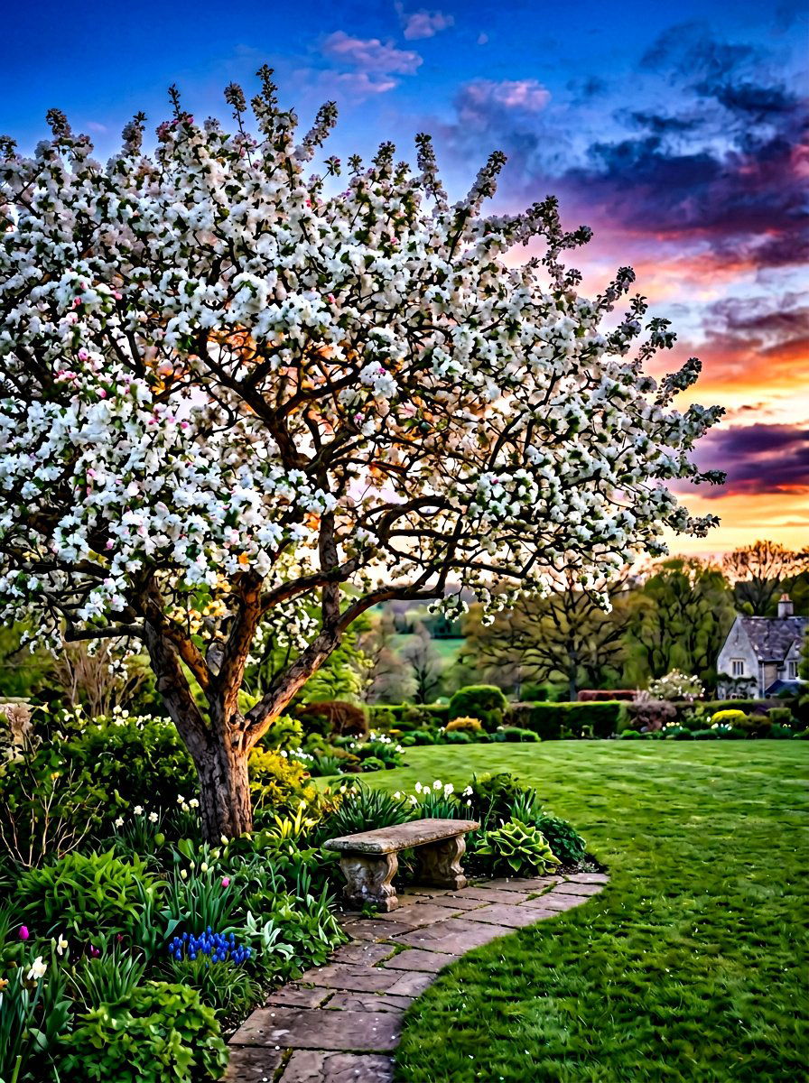 Flowering Crabapple Evening Landscape - 30 evening fragrance garden ideas