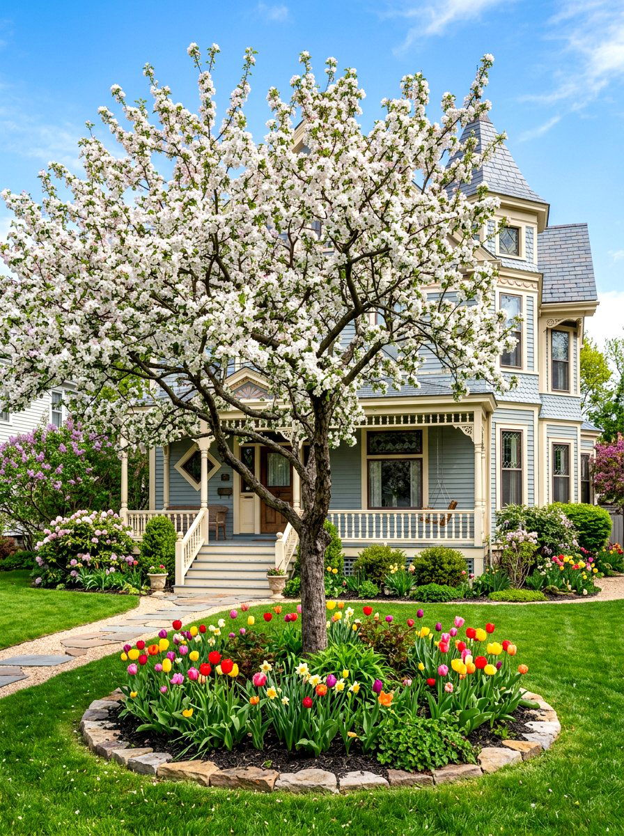 Flowering Fruit Tree - 30 pollinator front yard ideas