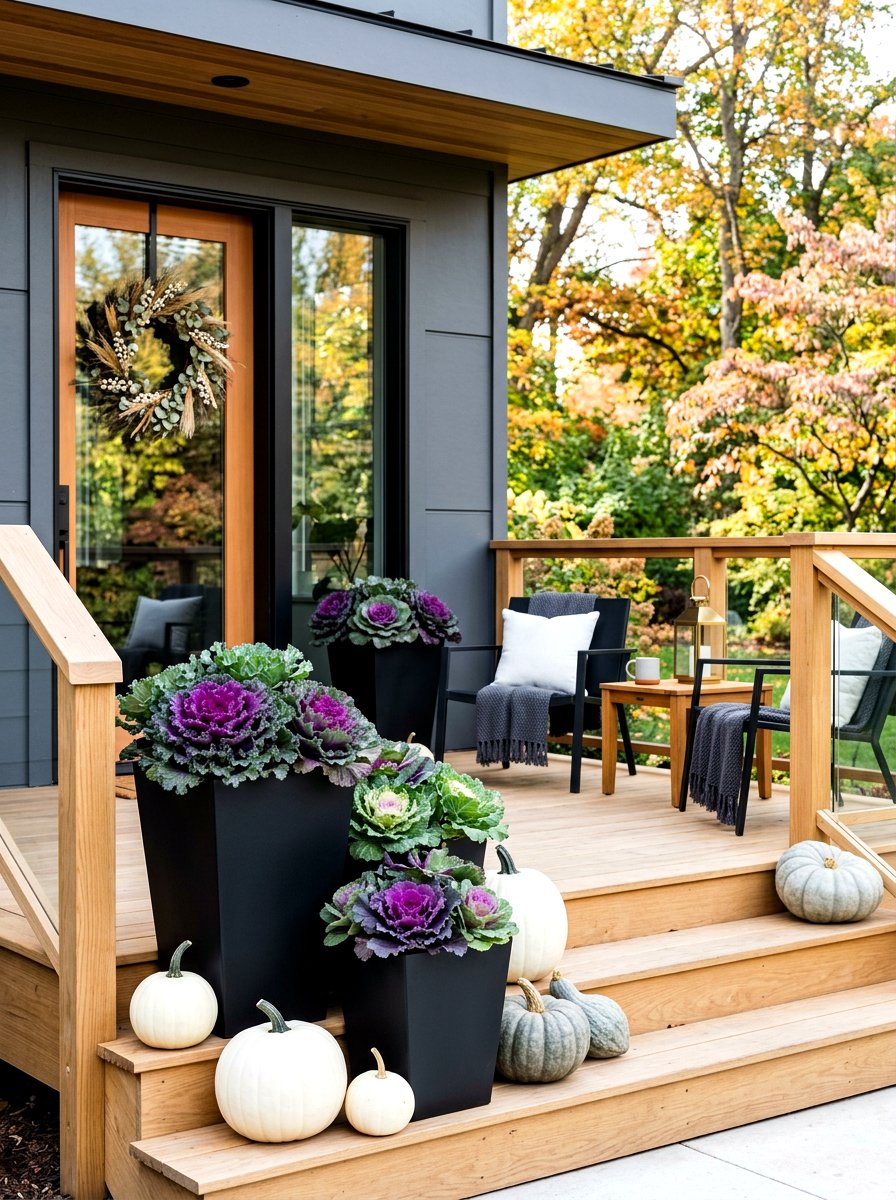 Flowering Kale Porch Display - 30 natural autumn porch ideas