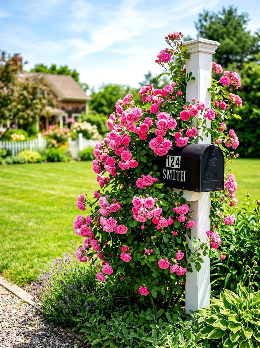 Flowering Rose Mailbox - 30 mailbox landscaping ideas
