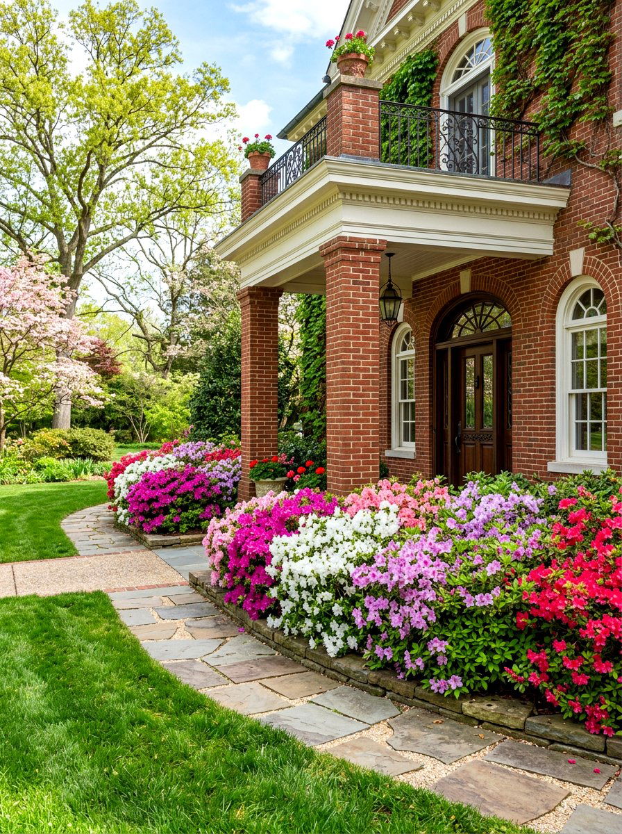 Flowering Shrub Border - 30 portico landscaping ideas