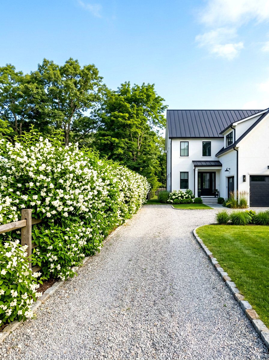 Flowering Shrub Hedge - 30 pollinator front yard ideas