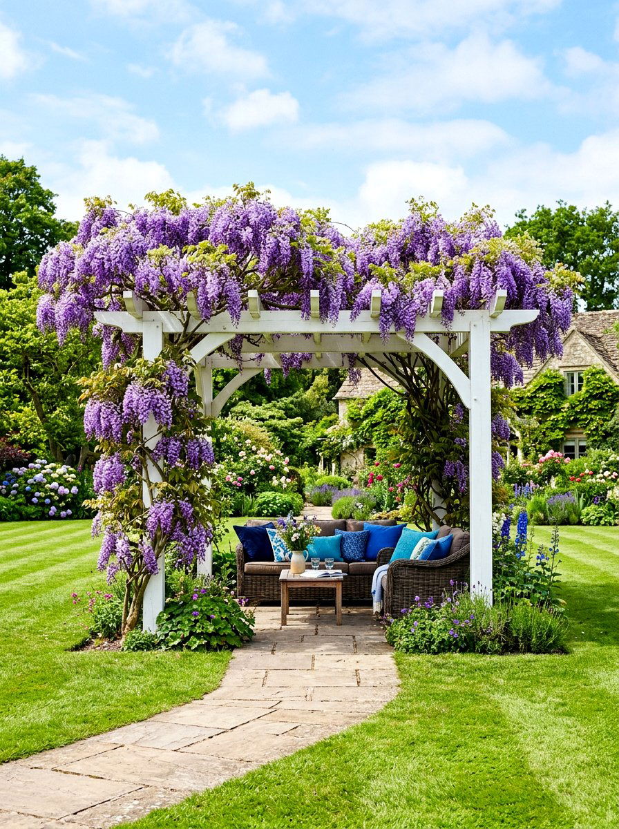 Flowering Vine Covered Pergola - 30 secret garden ideas