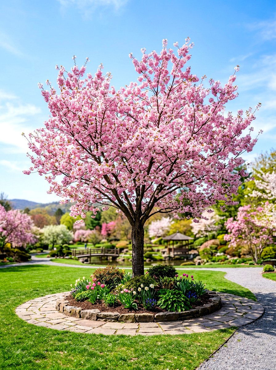 Flowering tree centerpiece - 30 curb appeal landscaping ideas