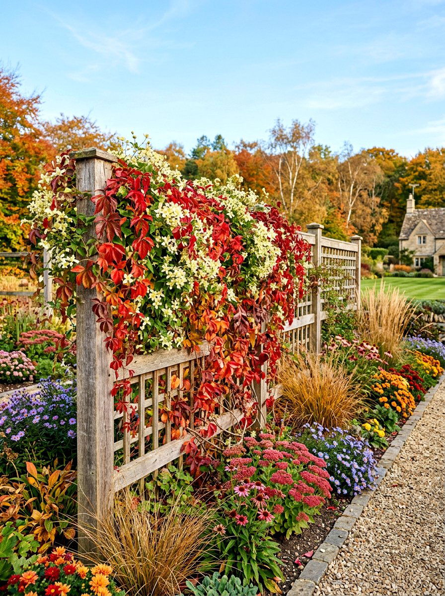 Flowering vine fence - 30 bird friendly backyard landscaping ideas