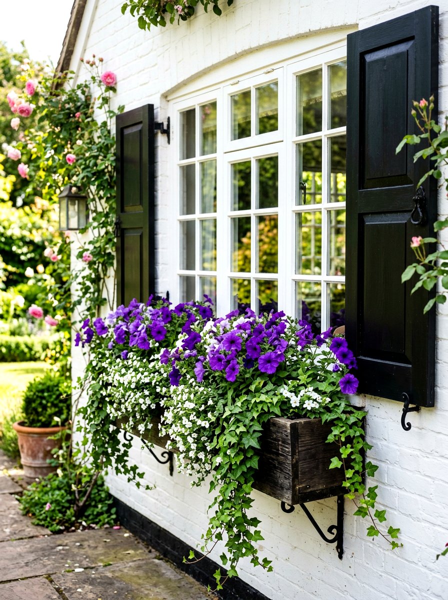 Flowering window box display - 30 front yard makeover ideas