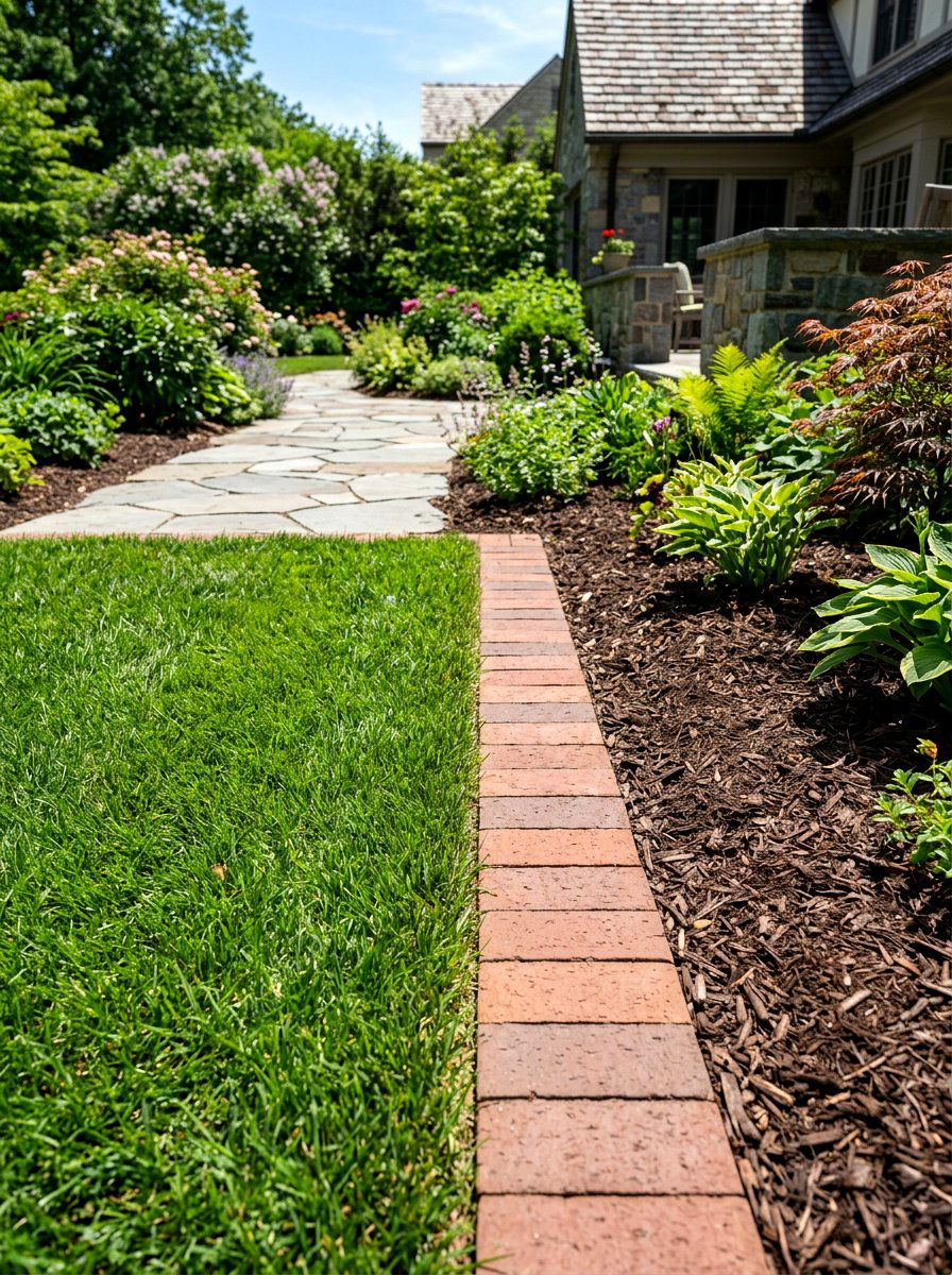 Flush Brick Edge - 30 brick garden edging ideas
