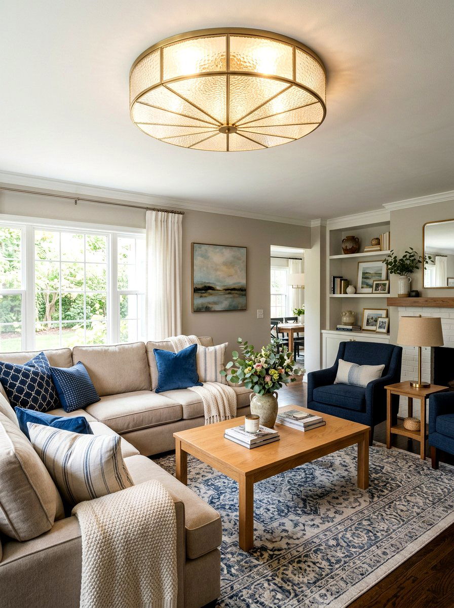 Flush Mount Ceiling Light - 30 living room lighting ideas