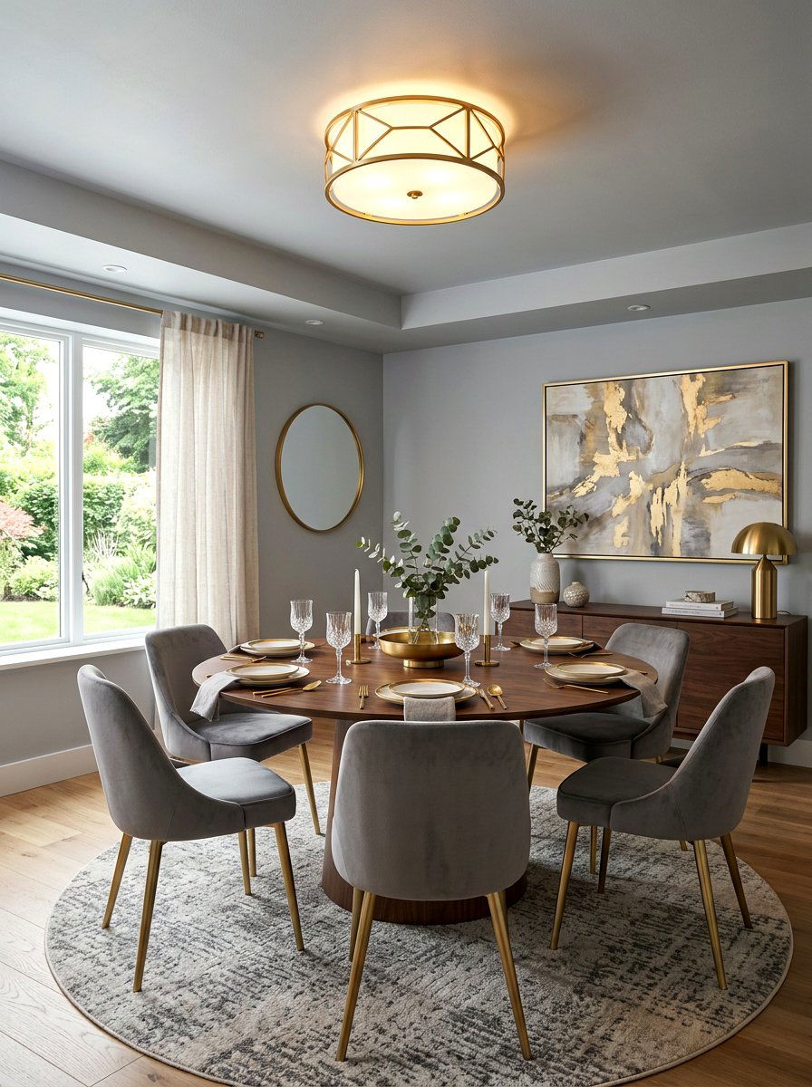 Flush Mount Gold Light - 30 dining room lighting ideas