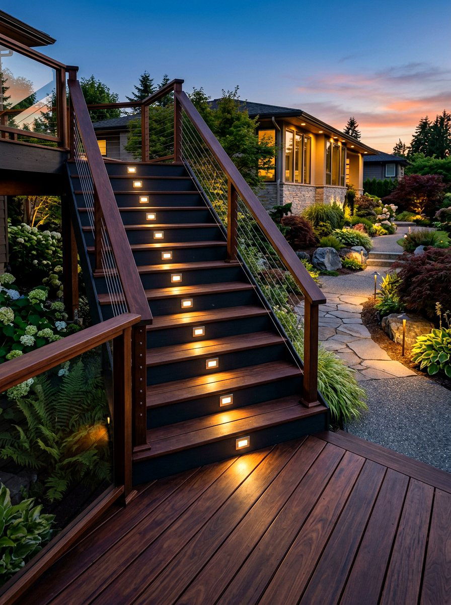 Flush Mount Step Lights - 30 pathway lighting ideas