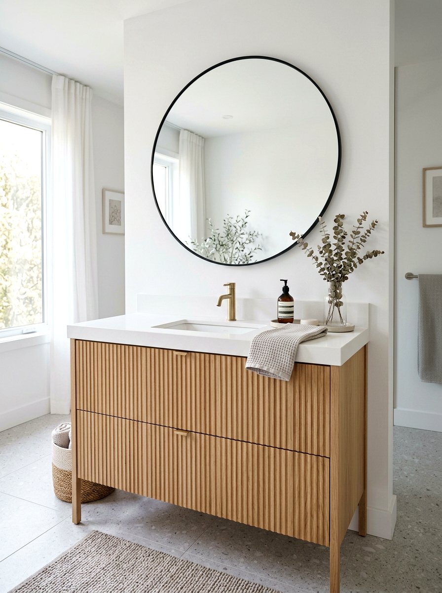 Fluted Bathroom Vanity - 30 guest powder room decor ideas