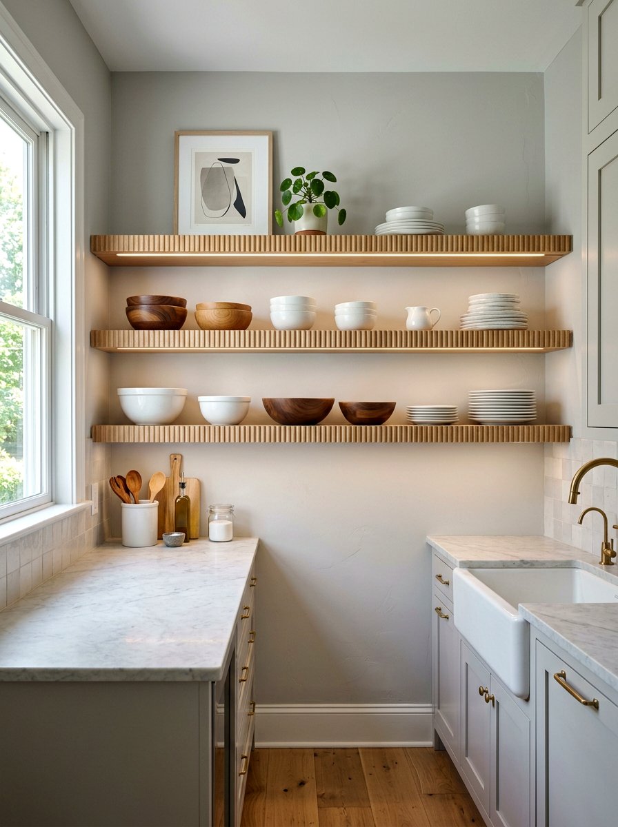 Fluted Floating Shelves - 30 fluted furniture ideas