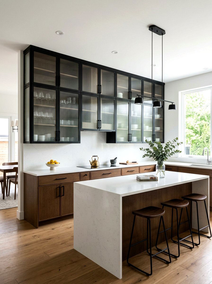 Fluted Glass Cabinets - 30 eclectic kitchen ideas