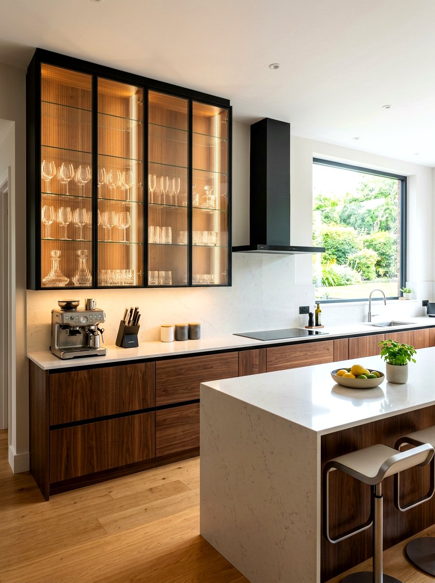 Fluted Glass Cupboard - 30 appliance garage ideas