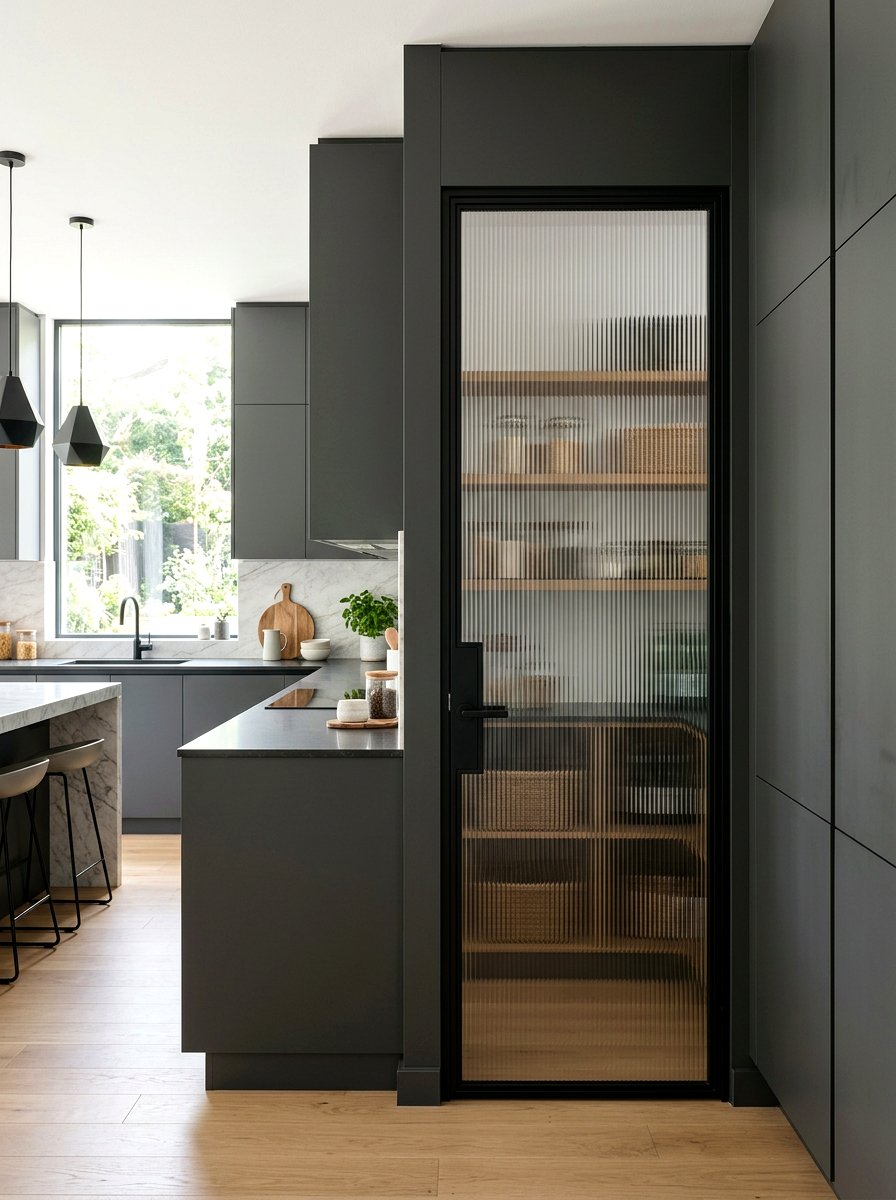 Fluted Glass Pantry Door - 30 pantry door ideas