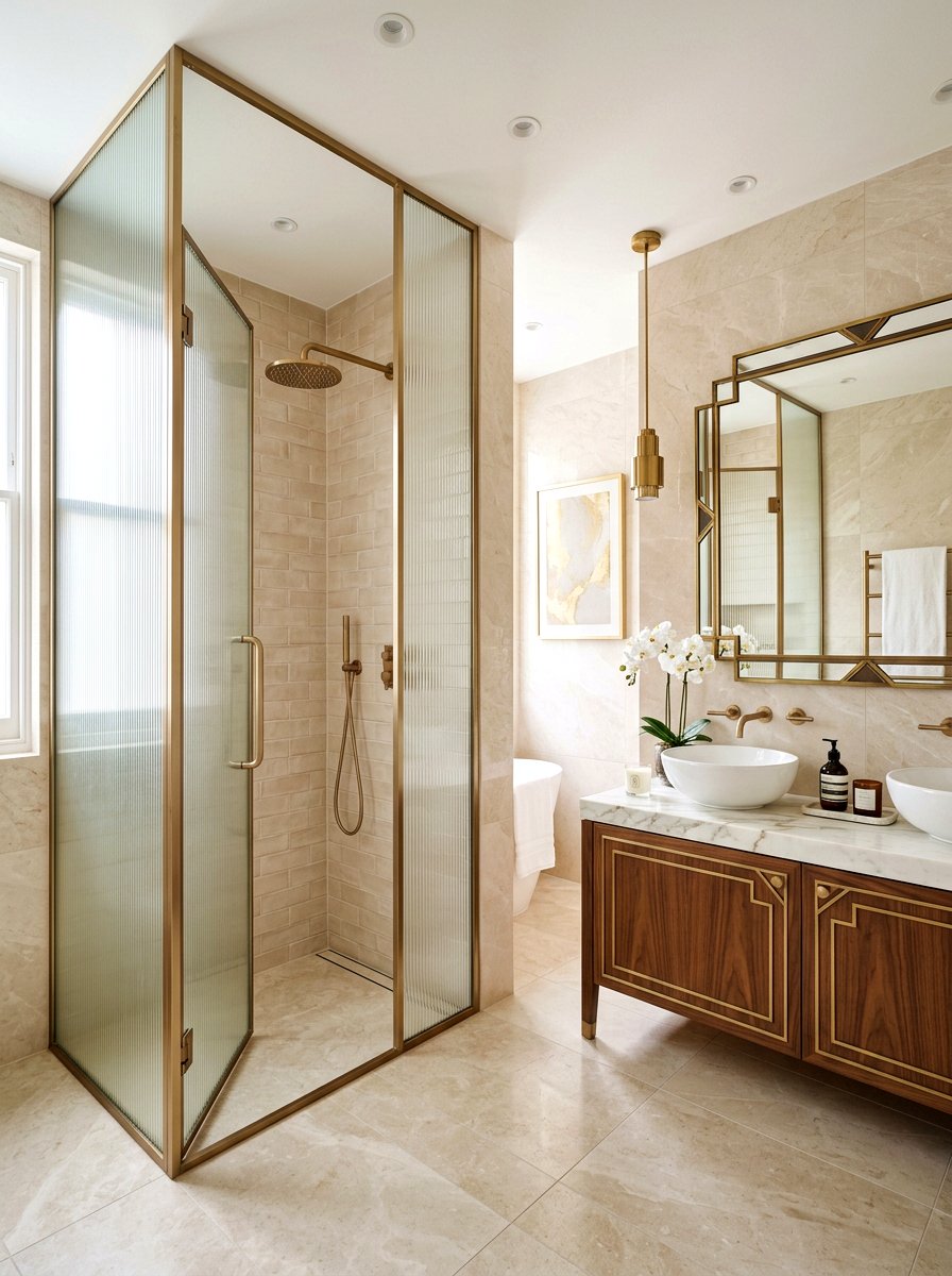 Fluted Glass Shower - 30 bathroom shower ideas