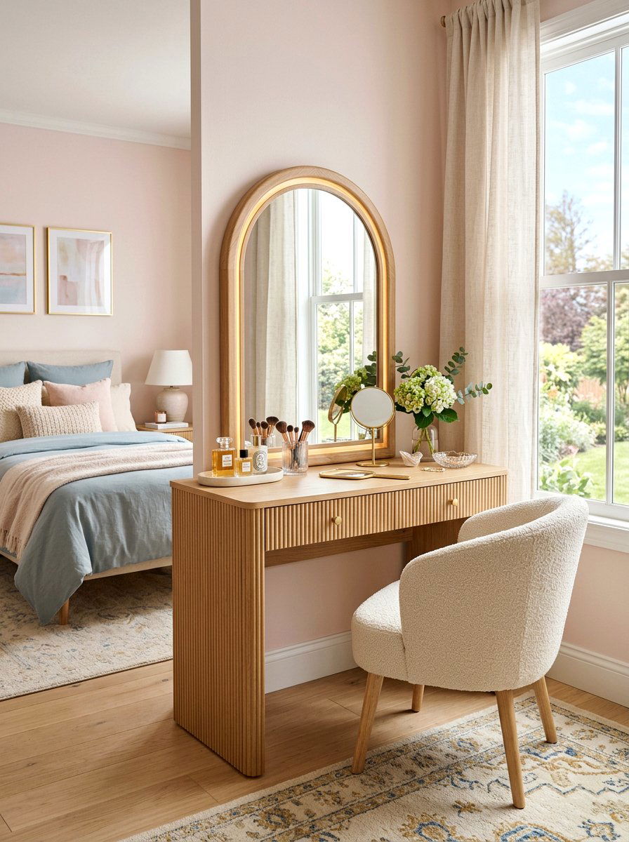 Fluted Makeup Vanity - 30 fluted furniture ideas