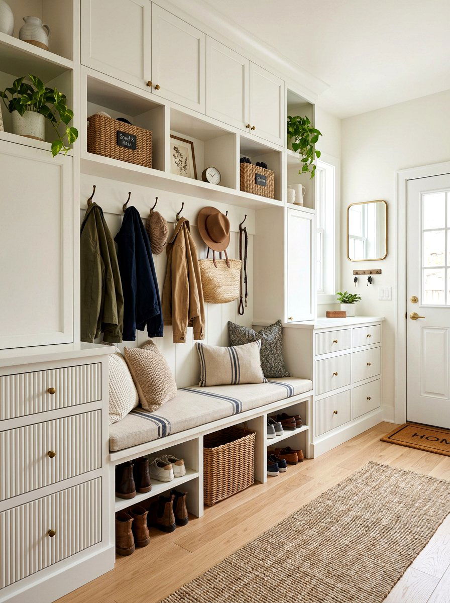 Fluted Mudroom Storage - 30 fluted furniture ideas