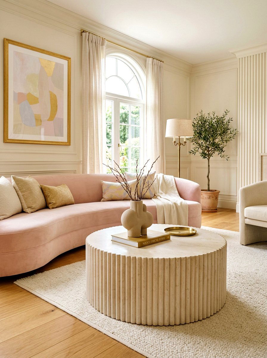 Fluted Stone Coffee Table - 30 stone coffee table ideas