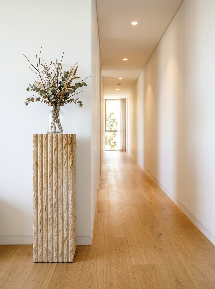 Fluted Stone Pedestal Hallway - 30 stone pedestal decor ideas