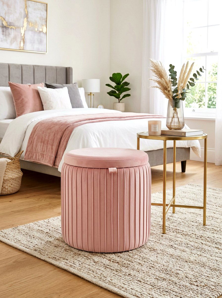 Fluted Storage Footstool - 30 hidden ottoman storage ideas