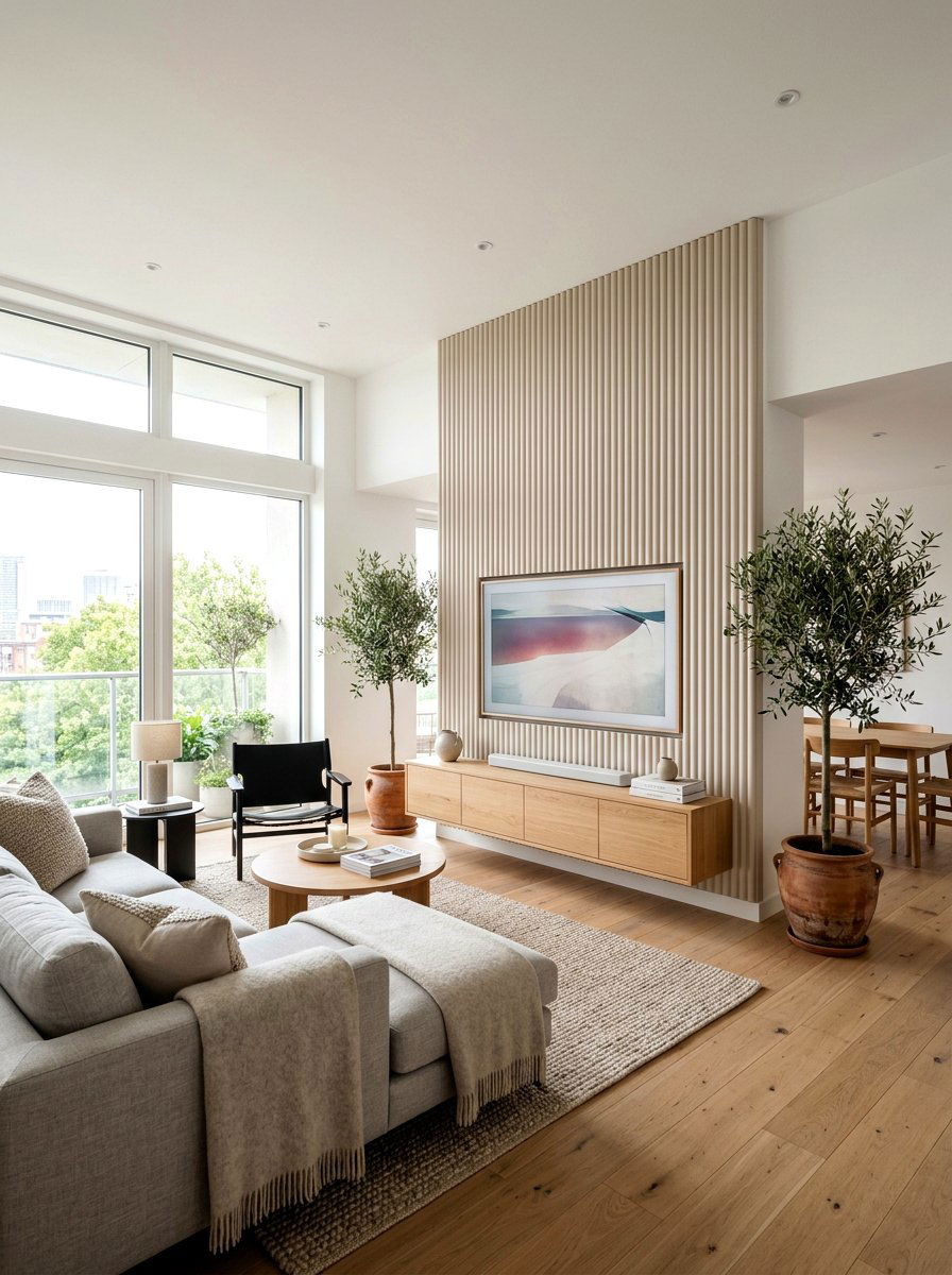 Fluted TV Wall - 30 TV wall panel ideas