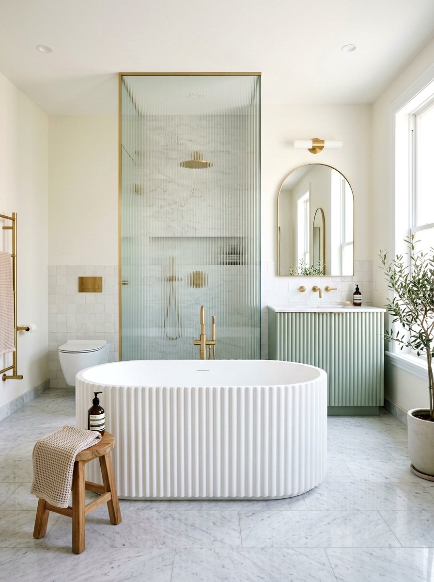 Fluted Texture Freestanding Tub - 30 freestanding tub ideas