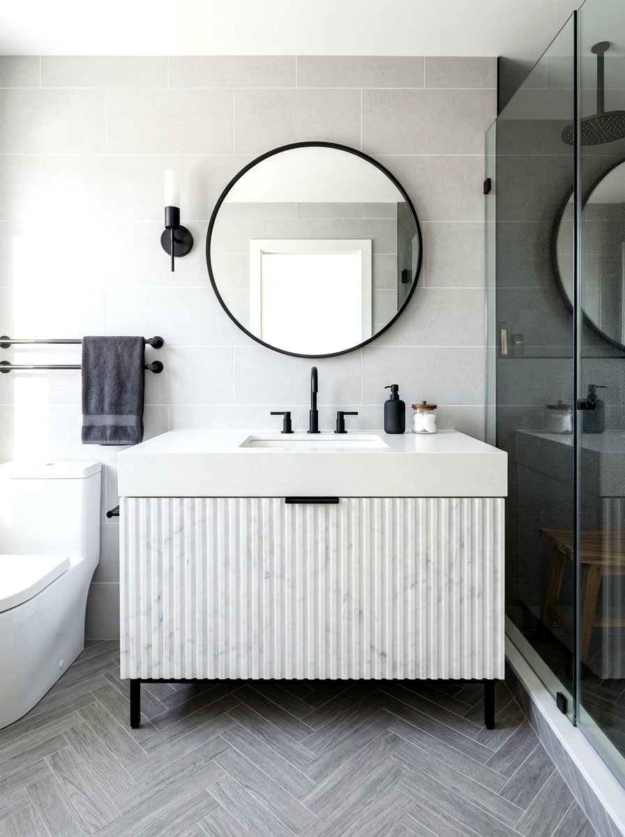 Fluted Vanity Sink - 30 integrated vanity sink ideas