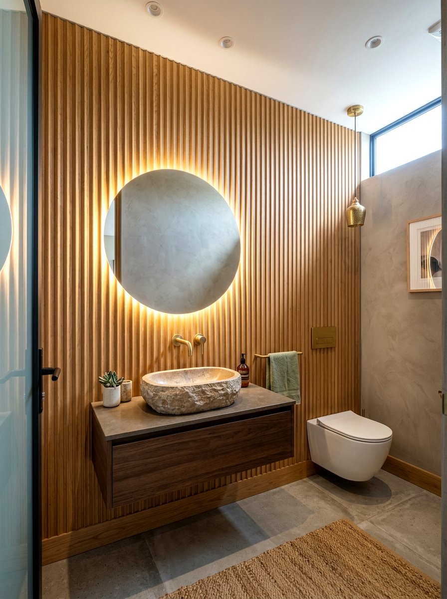 Fluted Wall Paneling Powder Room - 30 boutique hotel powder room ideas