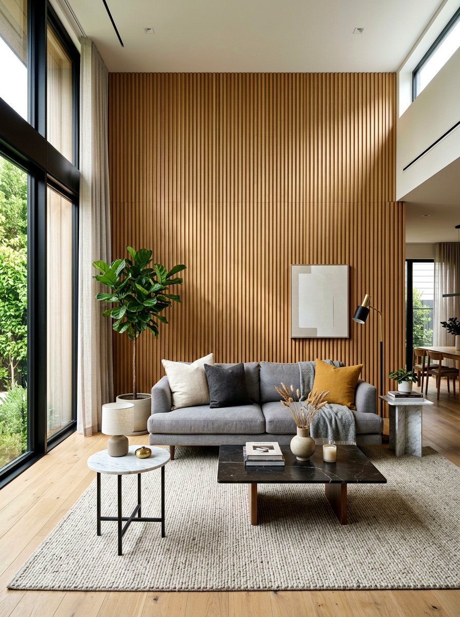 Fluted Wall Panels - 30 trend forward living room ideas