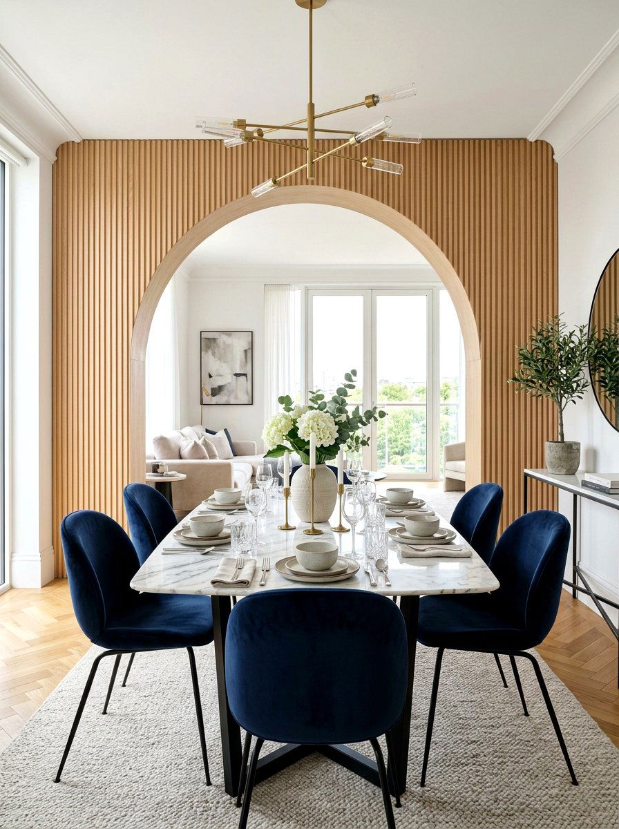 Fluted Wood Arched Room Divider - 30 arched room divider ideas