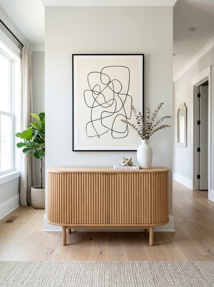 Fluted Wood Console Table - 30 console table entry ideas