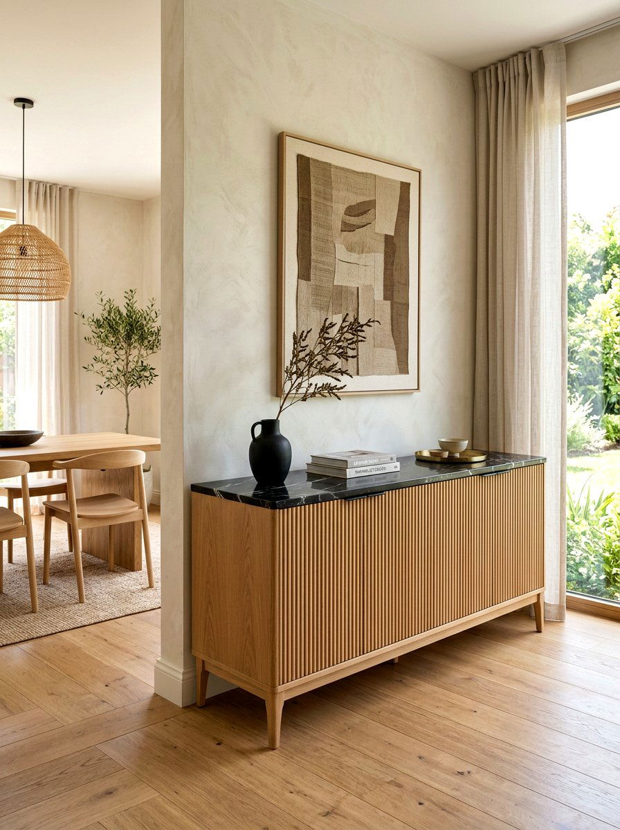 Fluted Wood Dining Room Buffet - 30 built in buffet dining ideas