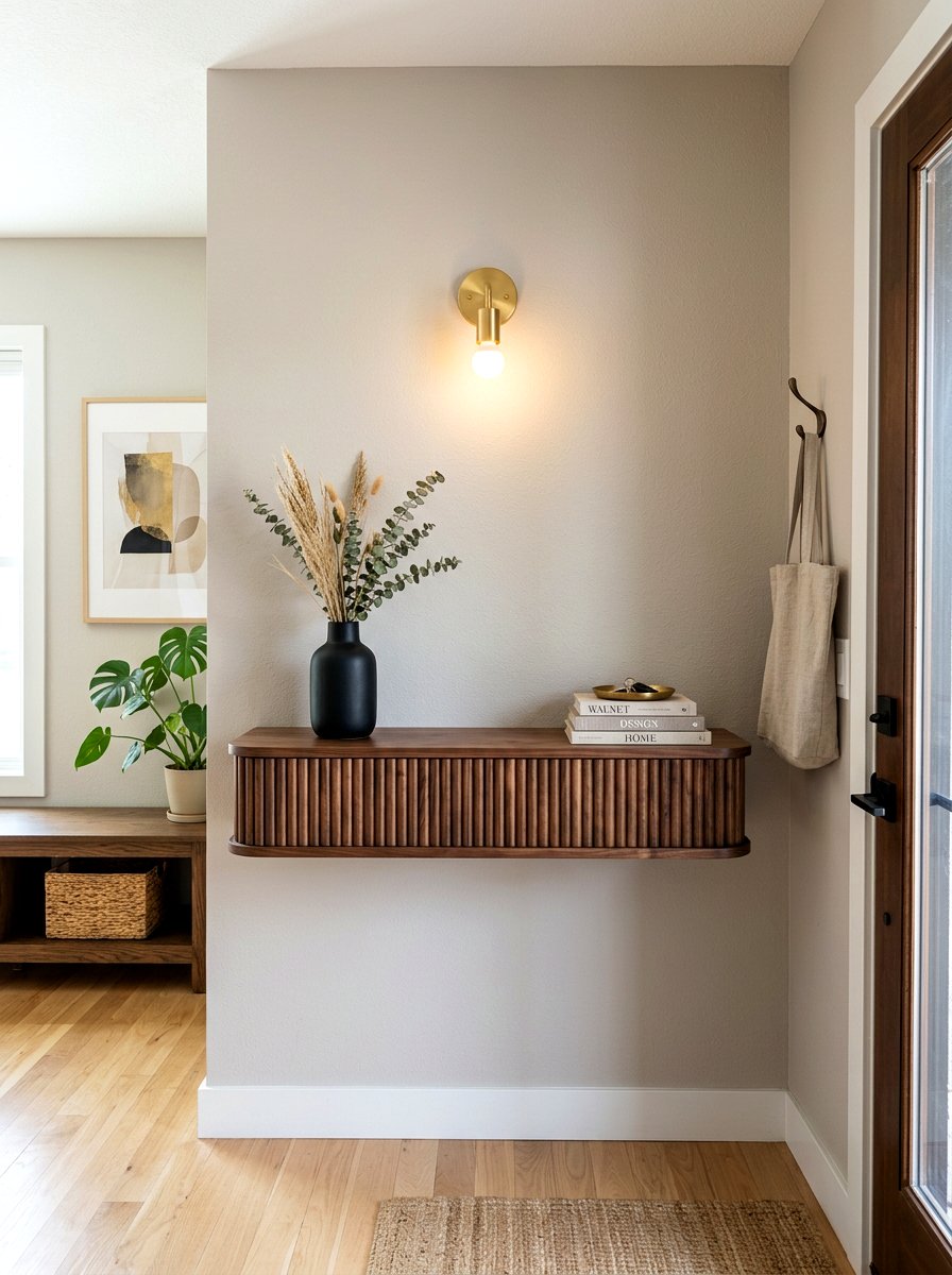 Fluted Wood Entryway Shelf - 30 wall mounted entry shelf ideas aesthetic