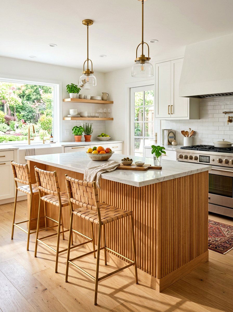 Fluted Wood Kitchen Details - 30 Parisian kitchen ideas
