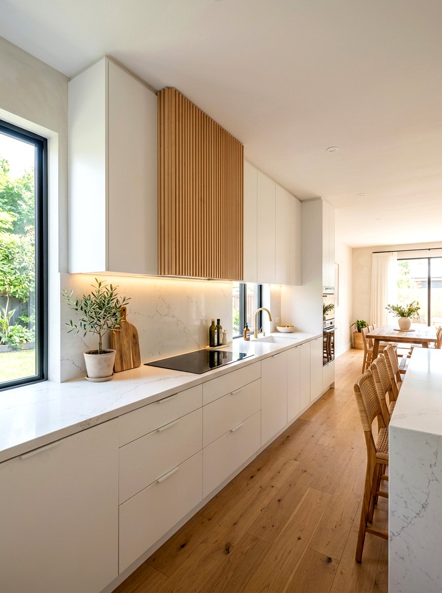 Fluted Wood Panel Hood - 30 paneled range hood ideas