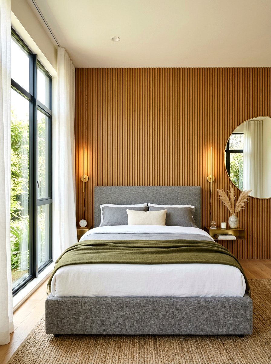 Fluted Wood Paneling - 30 boutique hotel bedroom ideas