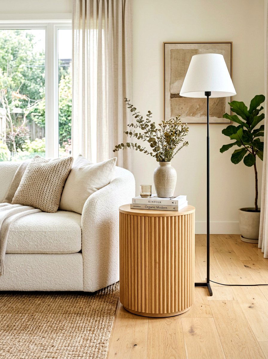 Fluted Wood Pedestal Side Table - 30 pedestal side table ideas