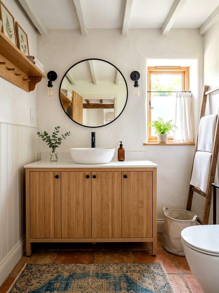 Fluted Wood Vanity - 30 cottage bathroom ideas