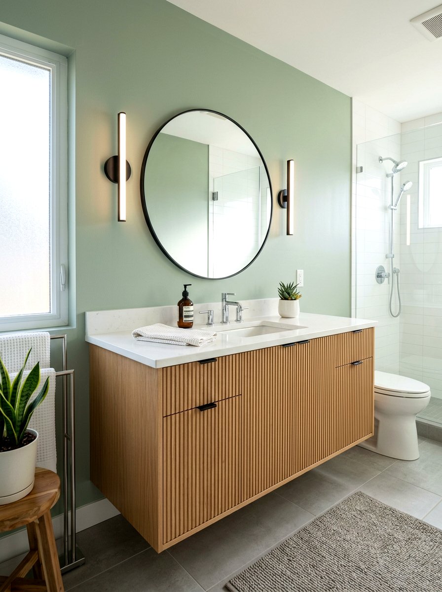 Fluted Wood Vanity - 30 neo deco bathroom vanity ideas