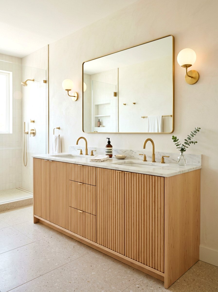 Fluted Wood Vanity - 30 bathroom vanity ideas