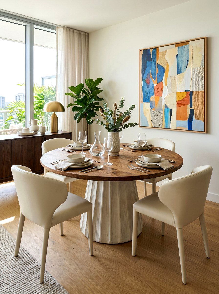 Fluted base round table - 30 round dining table ideas