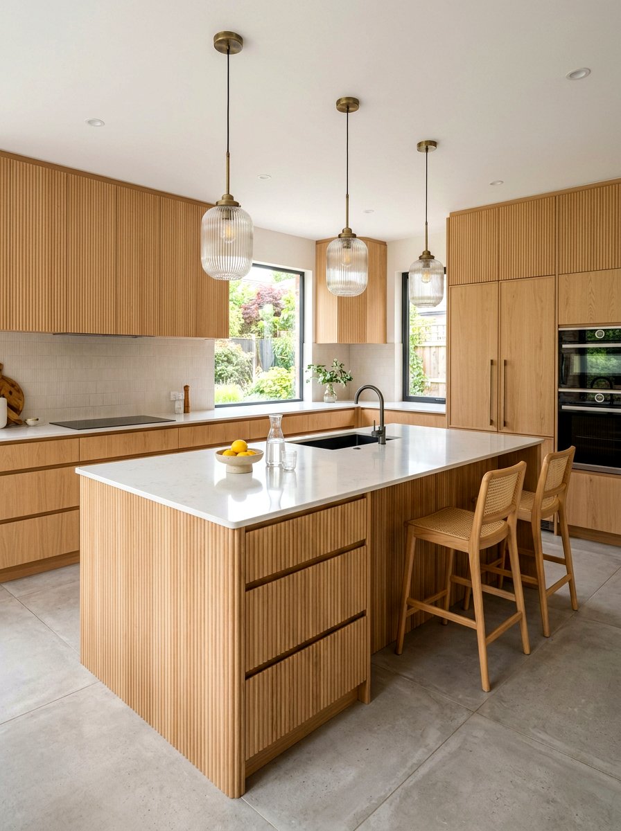 Fluted blonde wood kitchen - 30 blonde wood kitchen ideas