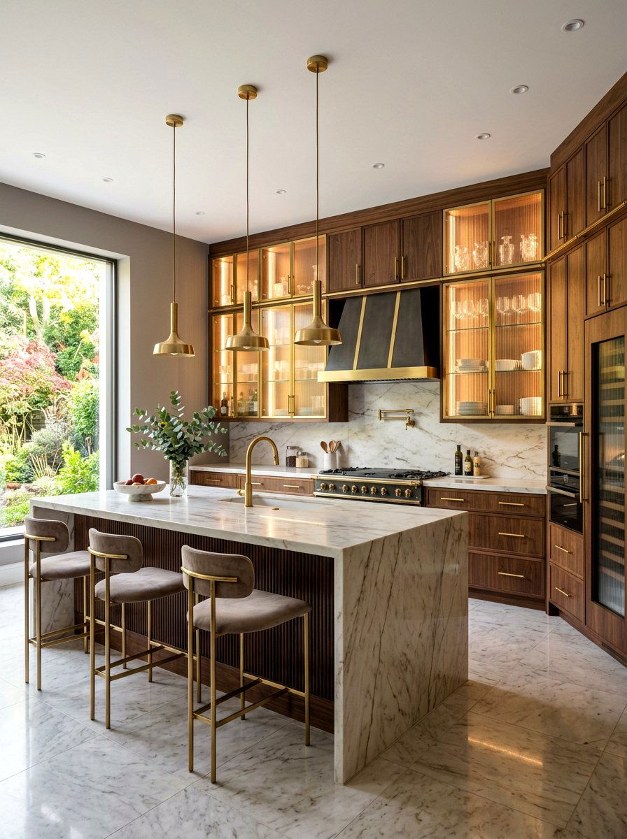 Fluted glass kitchen cabinet - 30 glass front kitchen cabinet ideas